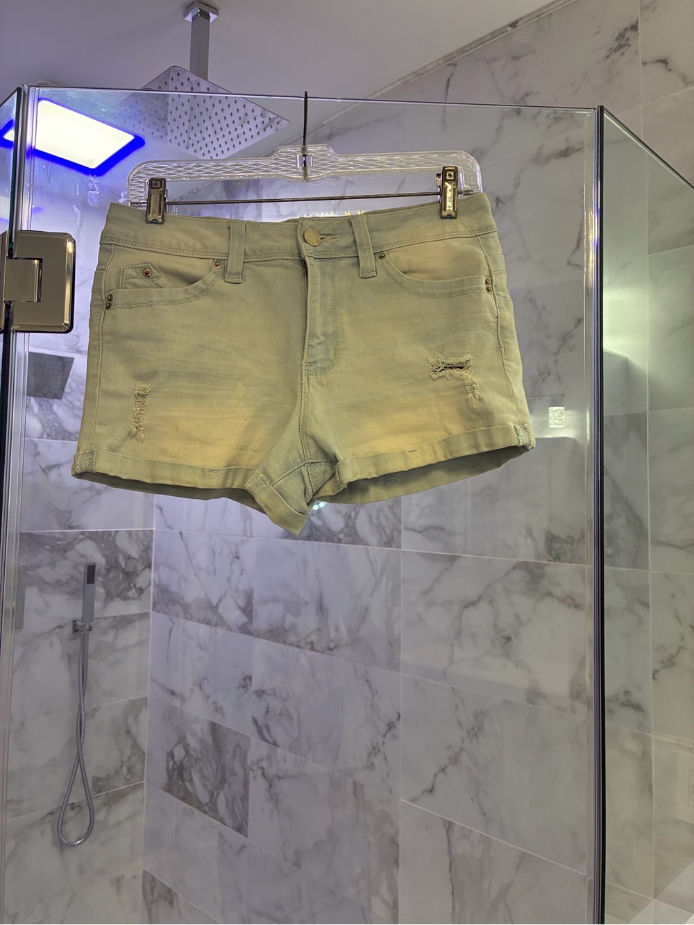 YMI Light Blue Distressed Denim Shorties
